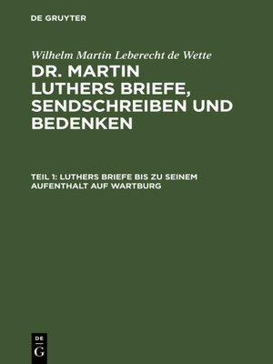 cover image of Luthers Briefe bis zu seinem Aufenthalt auf Wartburg